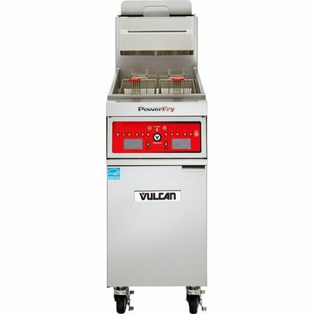 VULCAN 1VK85C-1 PowerFry5 85-90 lb. Natural Gas Floor Fryer with Computer Controls - 90000 BTU 9011VK85CN